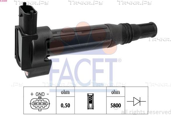 Катушка зажигания Facet OE Equivalent для Citroen DS3 I 2013-2015. Артикул 9.6509