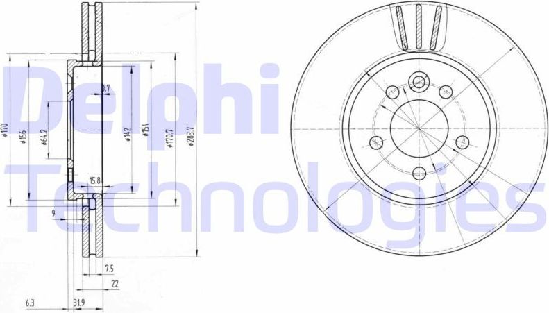 Тормозной диск Delphi. Артикул BG3503