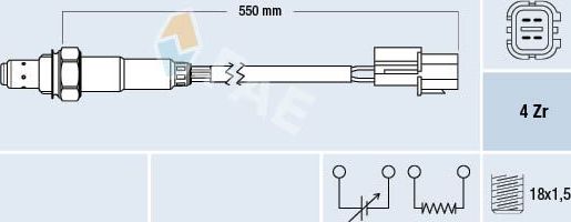 Лямбда-зонд (кислородный датчик) FAE. Артикул 77347