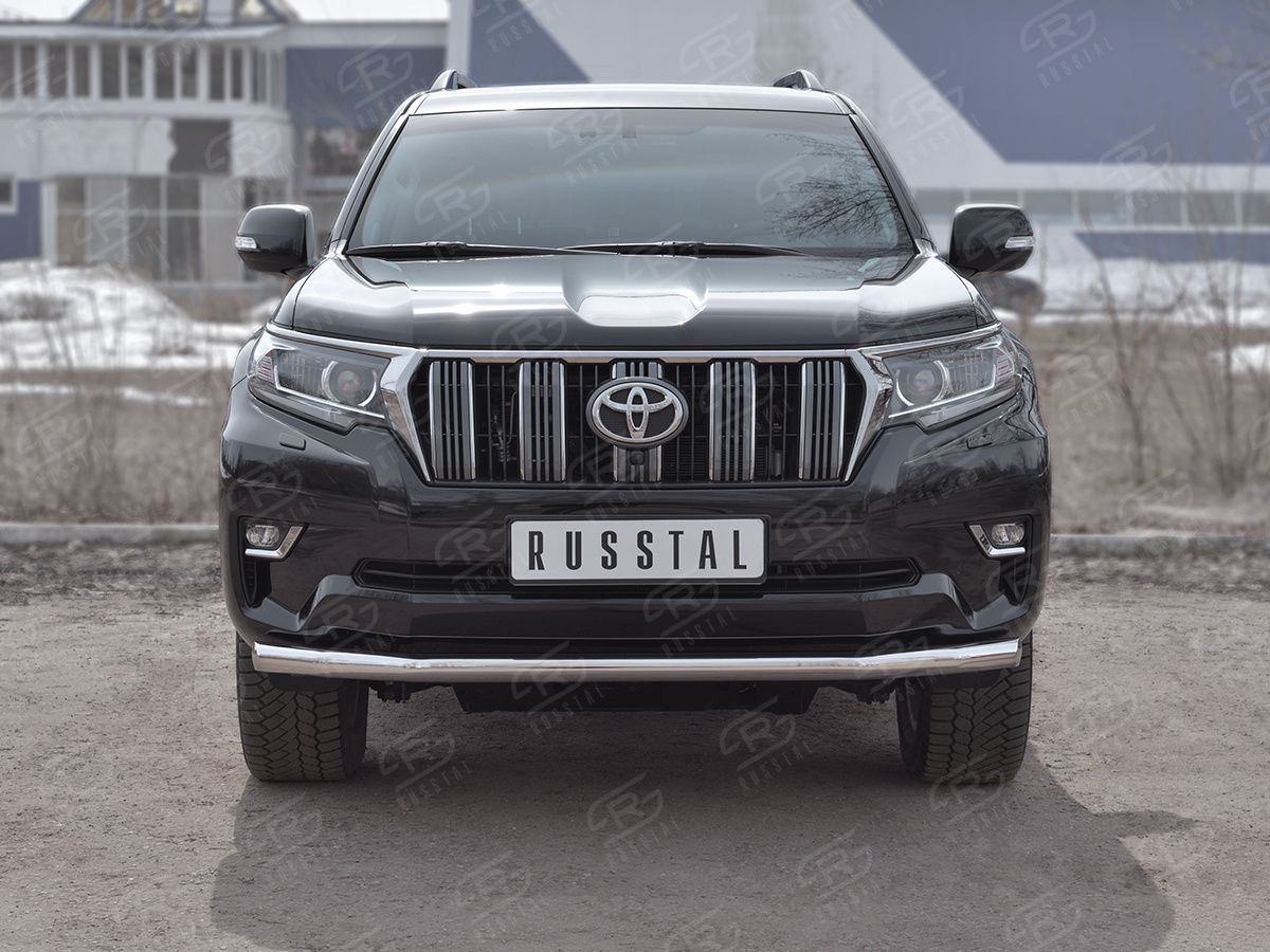 Защита RusStal переднего бампера d63 секции для Toyota Land Cruiser Prado 150 2й Рестайлинг (кроме Style) 2017-2026. Артикул LCPZ-002859
