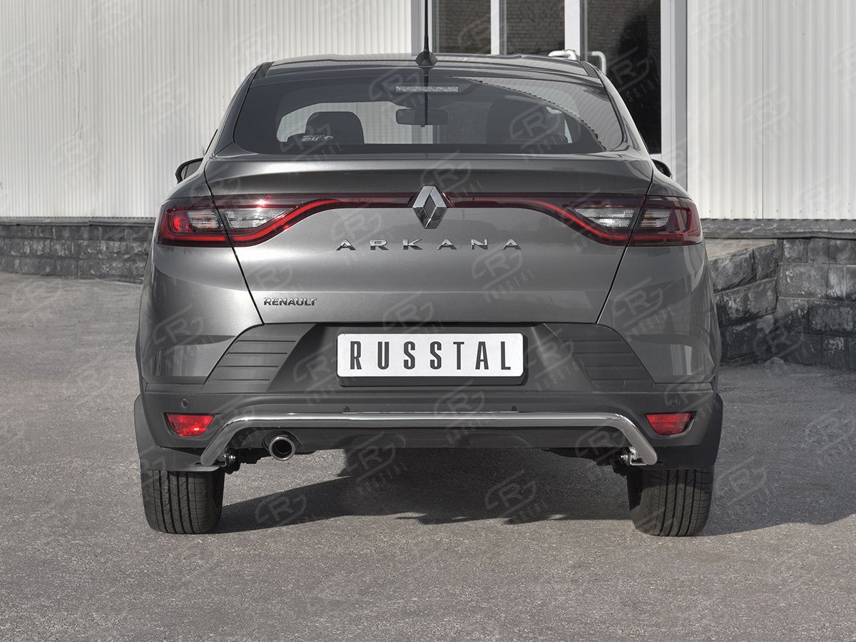 Защита RusStal заднего бампера уголки d42 (волна) для Renault Arkana 2019-2026. Артикул RARZ-003323