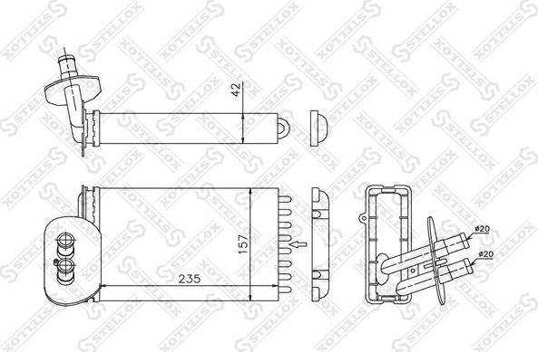 Радиатор отопителя (печки) Stellox для Kia Cerato I 2004-2009. Артикул 10-35198-SX