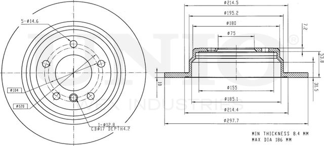 Диск тормозной (Unio). Артикул BRD-20472