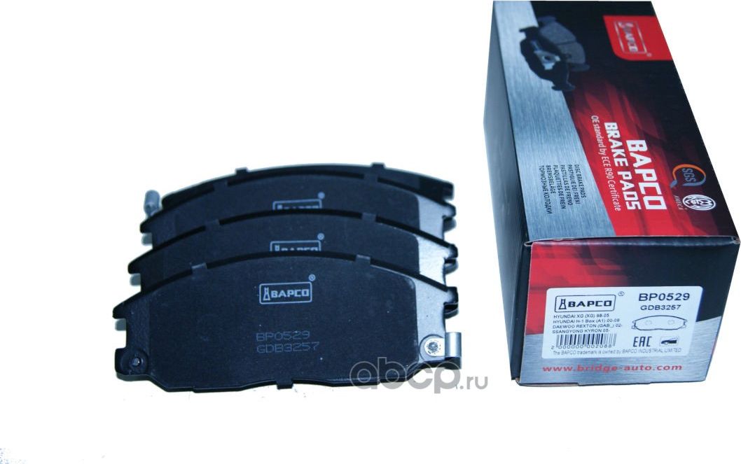 Колодки тормозные дисковые пер. HYUNDAI Santa Fe I (SM), TERRACAN (HP (Bapco). Артикул BP0529