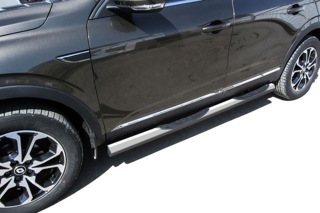 Пороги Slitkoff труба d76 с проступями для Renault Arkana 2019-2026 Серебристые. Артикул RAR4WD003S