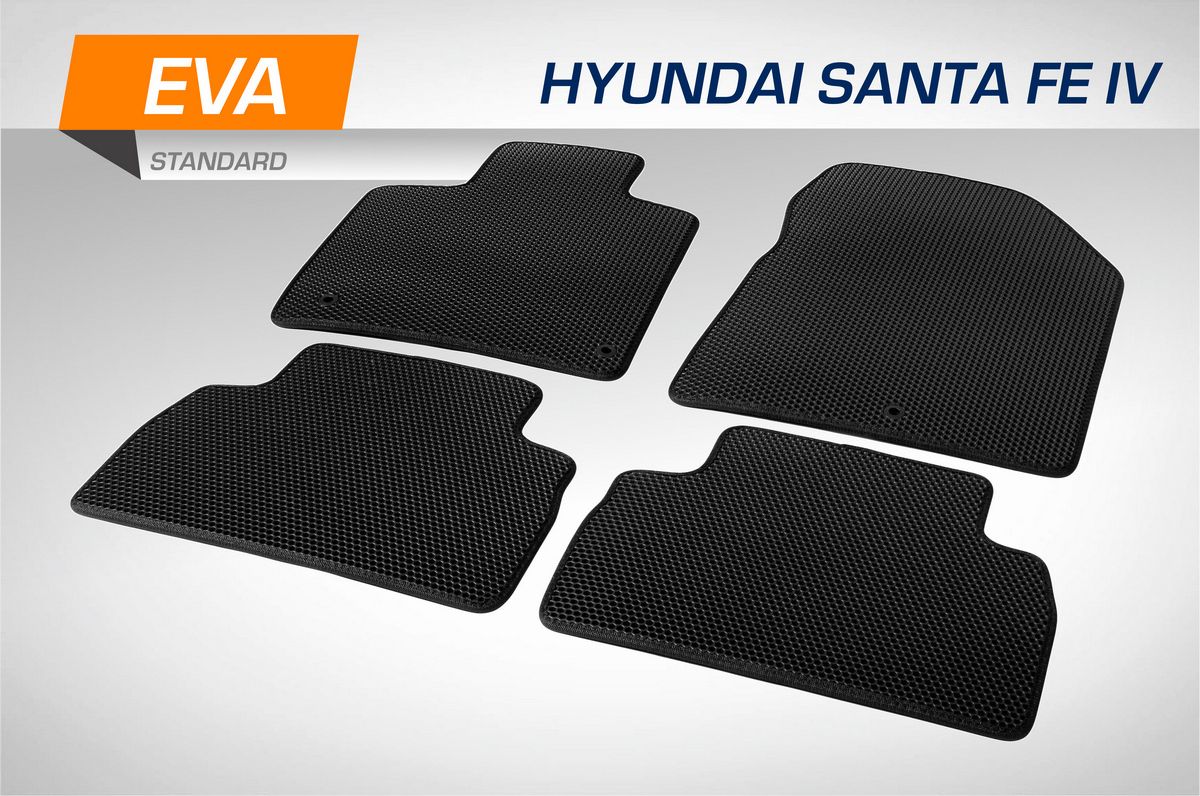 Коврики AutoFlex EVA (ЭВА, ЕВА) Standart для салона Hyundai Santa Fe IV поколение (5 мест) 2018-2021. Артикул 6230401
