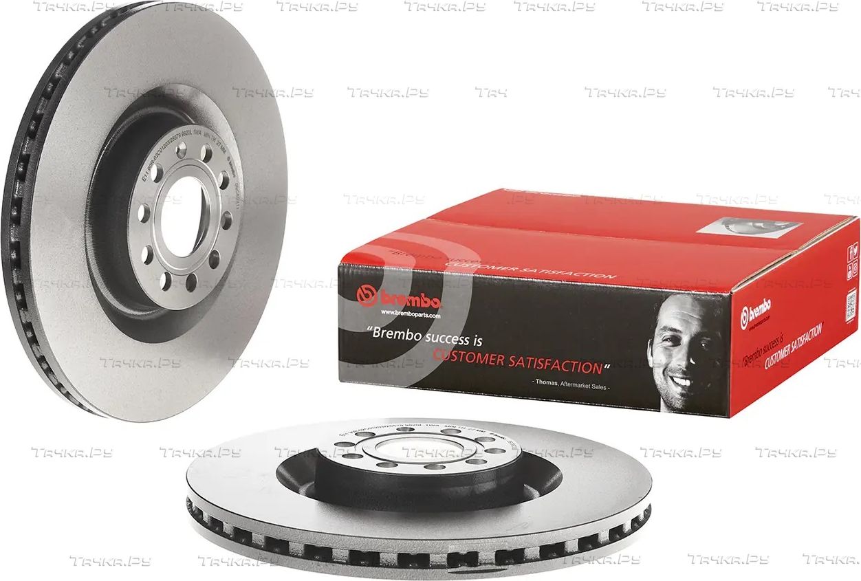 Тормозной диск Brembo PRIME LINE - UV Coated передний для Volkswagen Golf VII 2011-2016. Артикул 09.C892.11