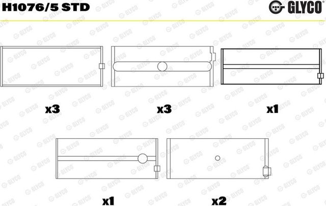 Вкладыши коренные Glyco для Ford Transit IV 1985-1994. Артикул H1076/5 STD