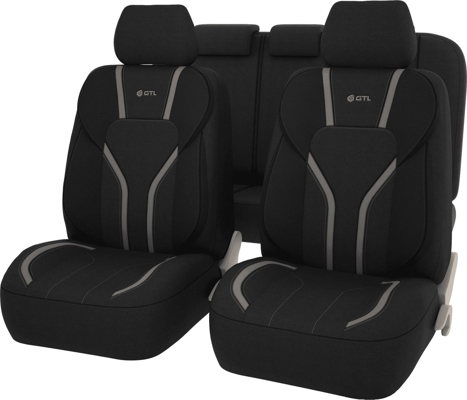 Чехлы универсальные PSV GTL Triumf с боковыми поддержками на сидения, цвет Черно-Темно-серый. Артикул 133071