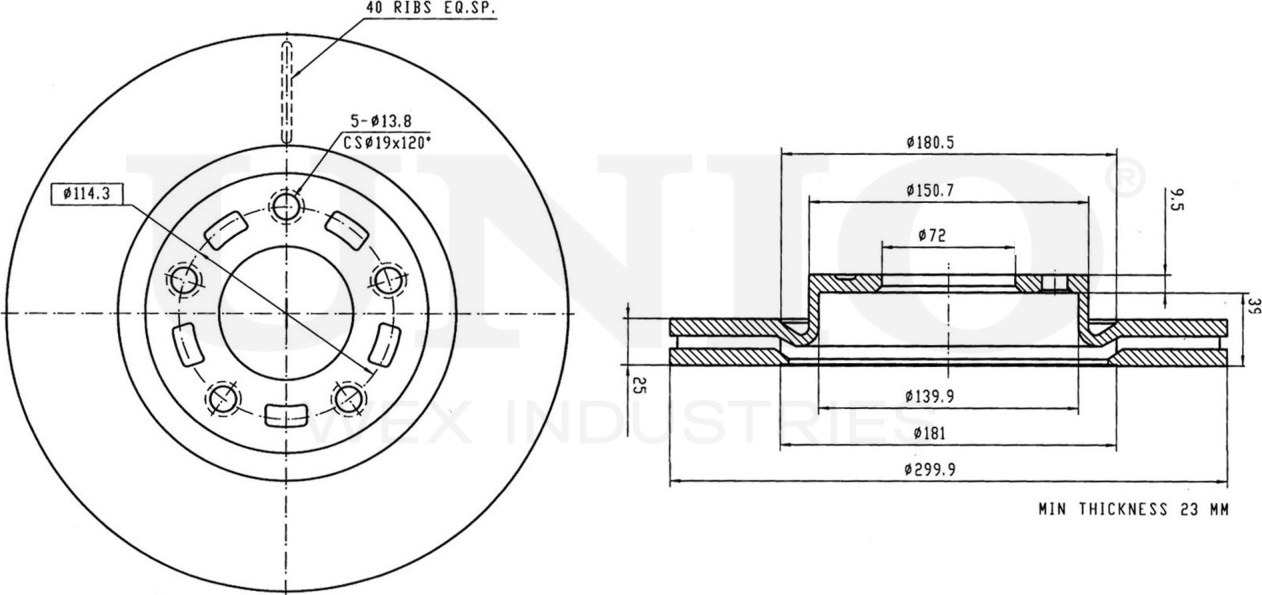 Диск тормозной (Unio). Артикул BRD-20193