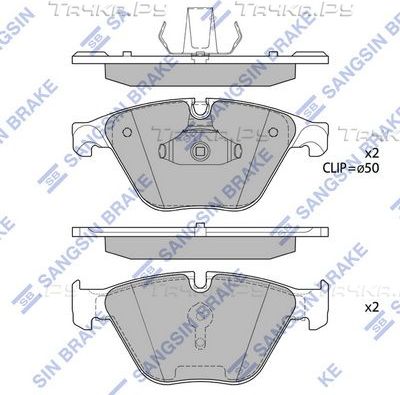 Тормозные колодки Sangsin Hi-Q передние для BMW 6 III (F06/F13/F12) 2011-2018. Артикул SP1695