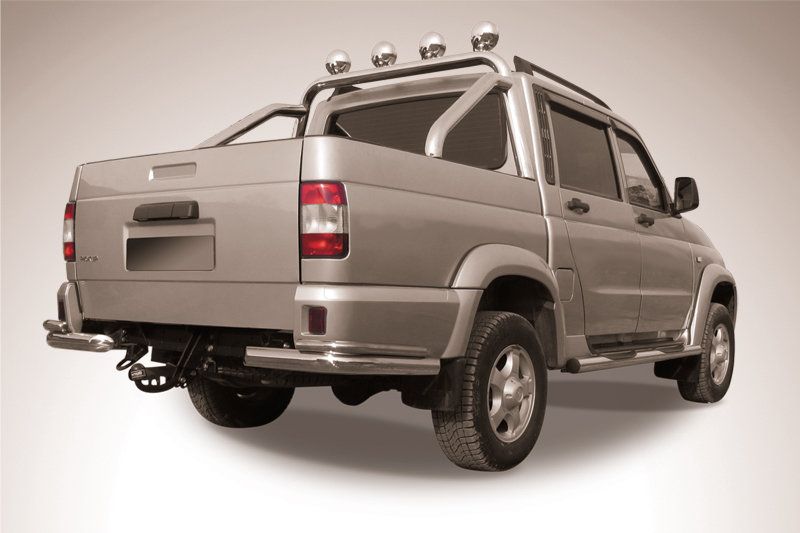 Защита Slitkoff задняя уголки d76+d42 двойные для УАЗ Pickup I рестайлинг 2014-2026. Артикул UPpic14-006