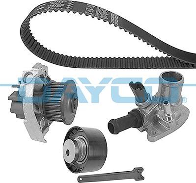 Помпа (водяной насос) с комплектом ремня ГРМ Dayco для Fiat Idea 2004-2016. Артикул KTBWP2853T2