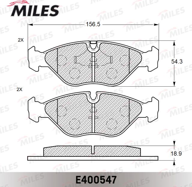 Тормозные колодки Miles (Low-Metallic) передние для Saab 900 I 1989-1994. Артикул E400547