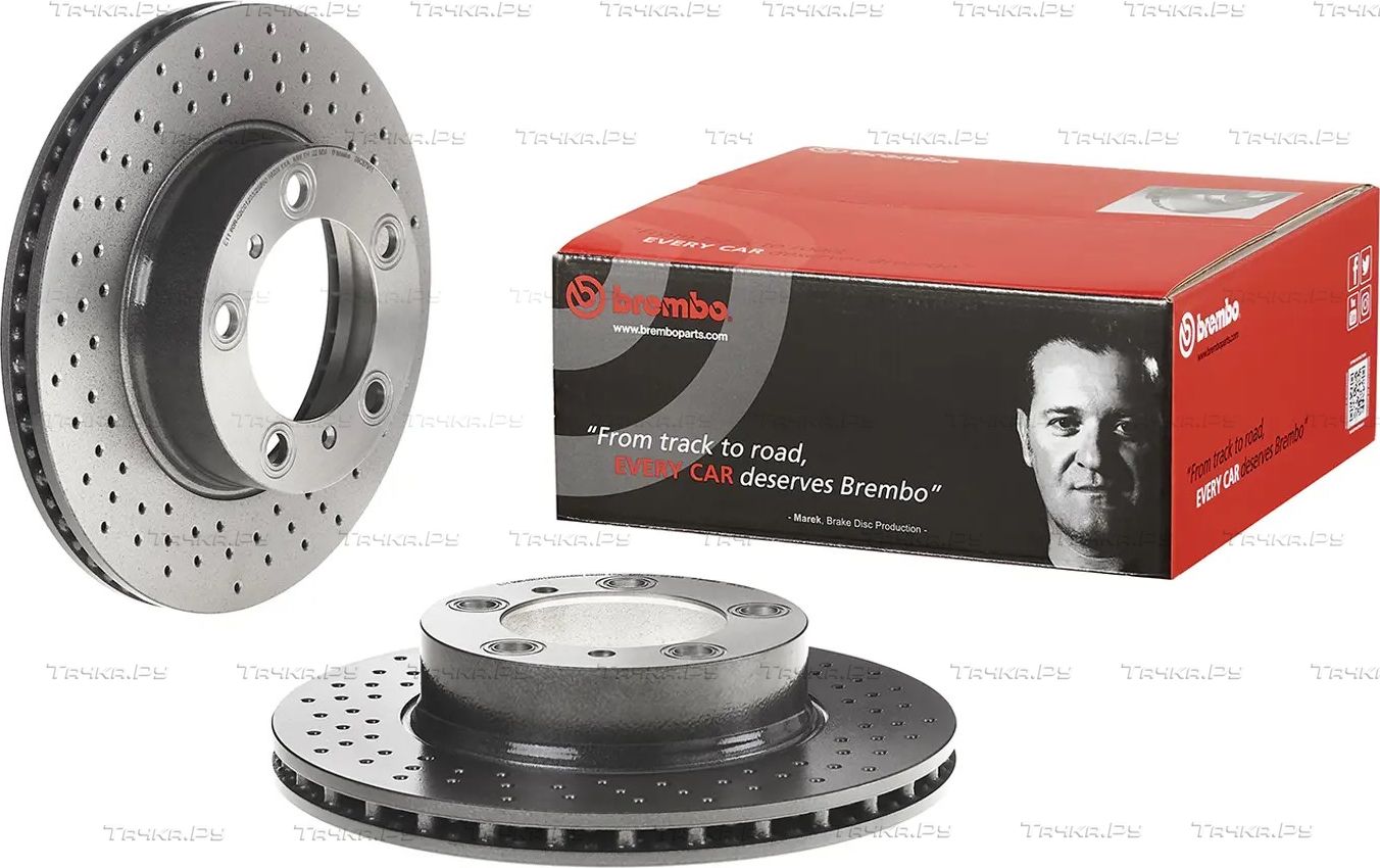Тормозной диск Brembo PRIME LINE - UV Coated передний для Porsche Boxster II (987) 2004-2009. Артикул 09.C879.11