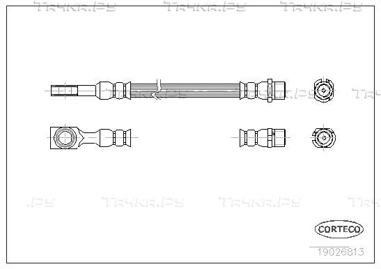 Тормозной шланг Corteco задний наружный для Opel Astra G 1998-2009. Артикул 19026813