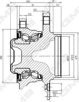 Ступица колеса GMB для BMW 2 Active Tourer F45 2013-2026. Артикул GH35020M