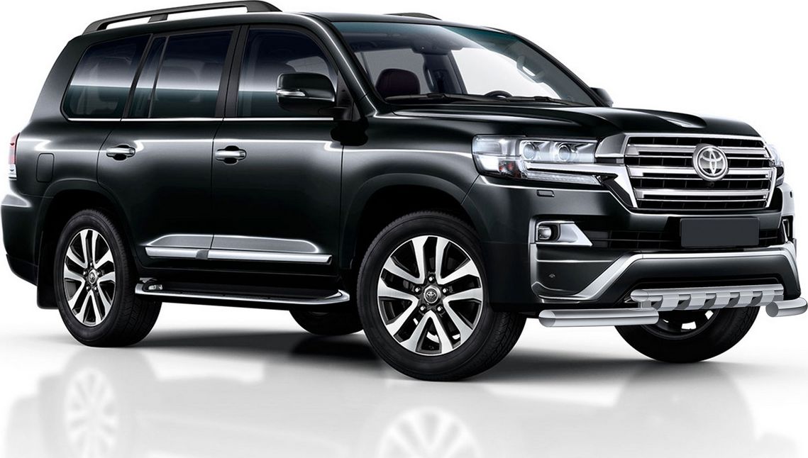 Защита Rival переднего бампера d76+d57 с профильной защитой картера для Toyota Land Cruiser 200 рестайлинг (Executive) 2016-2017. Артикул R.5717.014