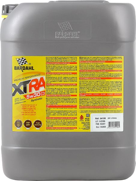 5W30 XTRA C3, SN 20L (синт. моторное масло) (Bardahl). Артикул 34108