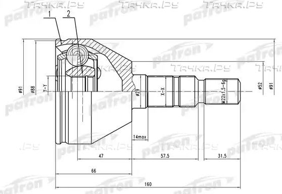 Шрус наружный (граната) Patron. Артикул PCV1505