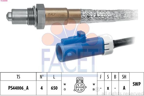 Лямбда-зонд (кислородный датчик) Facet Made in Italy - OE Equivalent. Артикул 10.8300