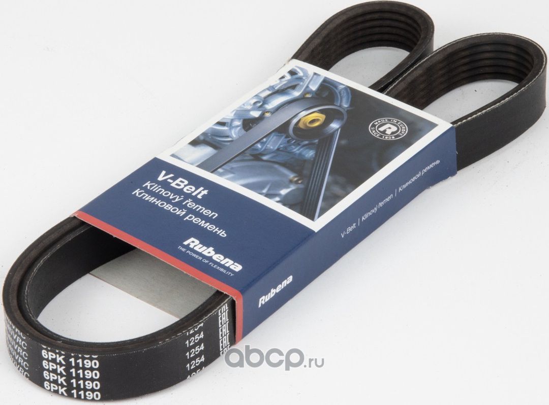 Ремень УАЗ-315195 Хантер дв.ЗМЗ-409 привода насоса ГУР RUBENA Rubena. Артикул 6PK1190