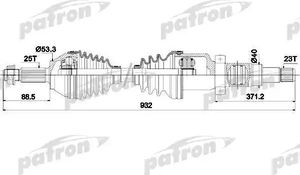 Полуось (привод в сборе, приводной вал) Patron правая для Ford Focus I 1998-2004. Артикул PDS0346