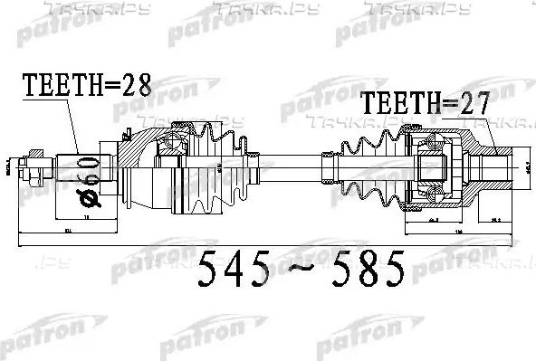 Полуось (привод в сборе, приводной вал) Patron. Артикул PDS0534