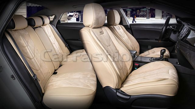 Комплект универсальных каркасных чехлов CarFashion 5D Start Plus на сидения авто, цвет Бежевый/Бежевый/Бежевый. Артикул 22132
