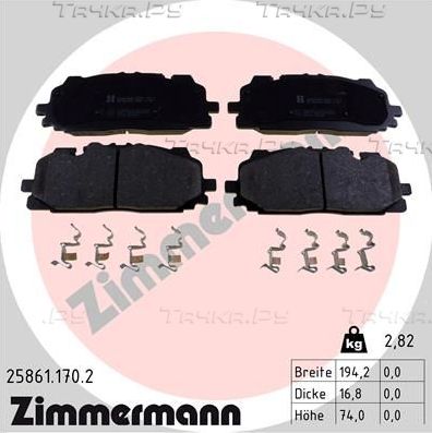 Тормозные колодки Zimmermann передние для Audi Q8 I 2018-2026. Артикул 25861.170.2