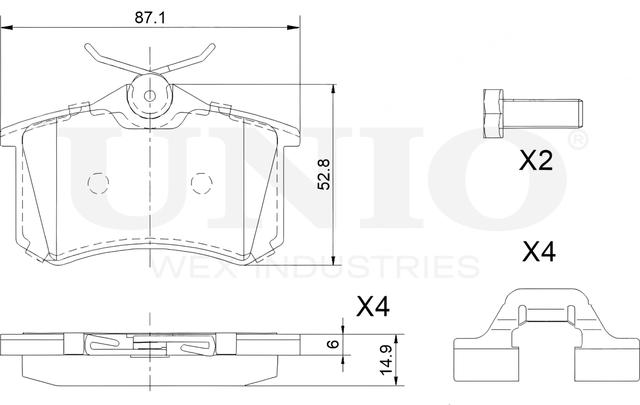 Колодки тормозные дисковые, комплект (Unio). Артикул BRP-20056
