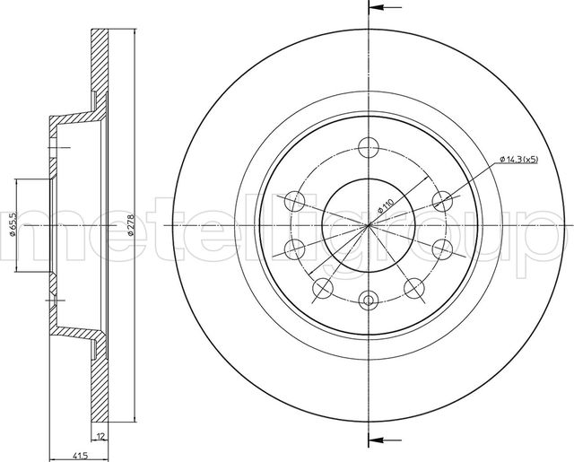 Тормозной диск Metelli задний для Saab 9-3 II 2002-2015. Артикул 23-0609C
