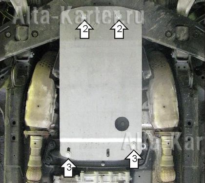 Защита алюминиевая Мотодор для КПП Infiniti FX 35, 37, 50 2009-2012. Артикул 38006