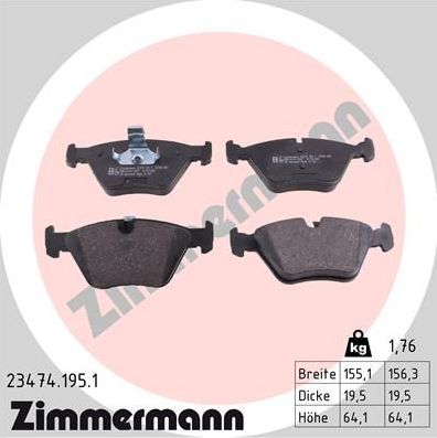 Тормозные колодки Zimmermann. Артикул 23474.195.1