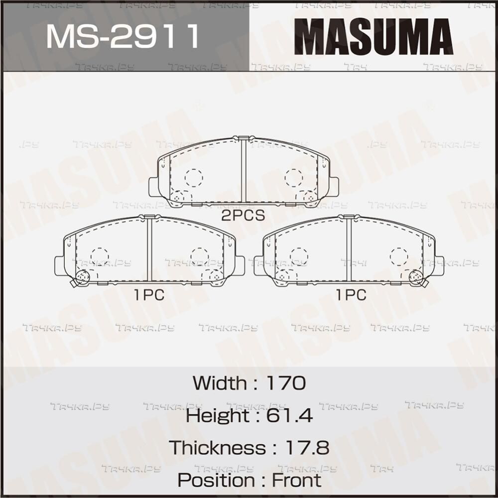 Колодки дисковые MASUMA, PN0841 front. Артикул MS2911