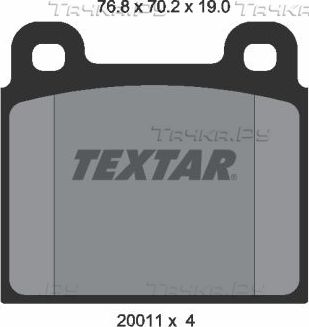 Тормозные колодки Textar передние для Volkswagen Transporter T3 1979-1986. Артикул 2001104