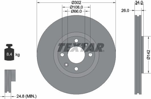 Тормозной диск Textar Pro. Артикул 92133203