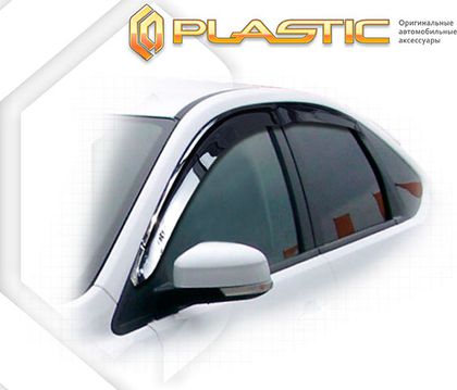 Дефлекторы СА Пластик для окон (Classic полупрозрачный, хром) Toyota Camry Европейская версия 2011-2014. Артикул 2010030307954CHR