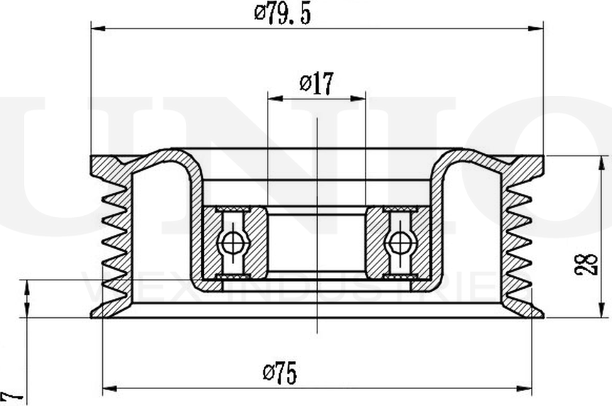Ролик поликлинового ремня направляющий (Unio). Артикул TNS-10264