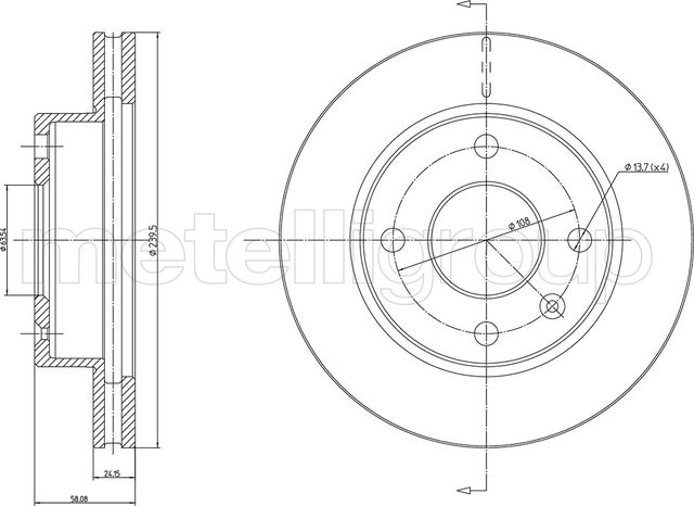 Тормозной диск Metelli передний для Ford Escort IV 1986-1990. Артикул 23-0073