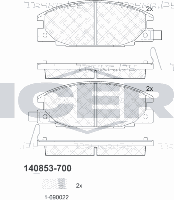 Тормозные колодки Icer передние для Isuzu Trooper I 1984-1991. Артикул 140853-700