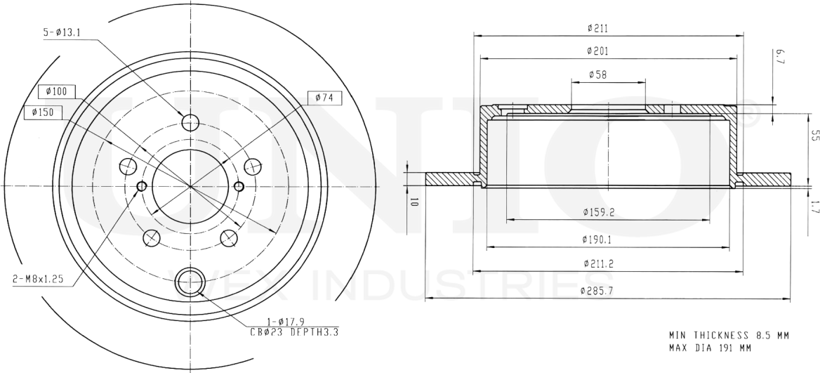 Диск тормозной (Unio). Артикул BRD-20096
