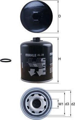 Патрон осушителя воздуха пневмосистемы Mahle. Артикул AL 29