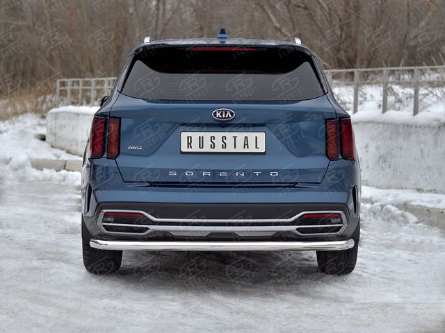 Защита РусCталь заднего бампера d63 секции для Kia Sorento IV 2020-2026. Артикул KSORZ-004023