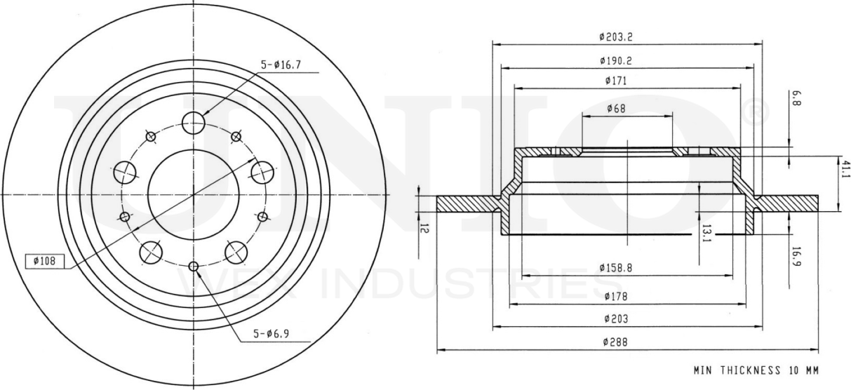 Диск тормозной (Unio). Артикул BRD-20379