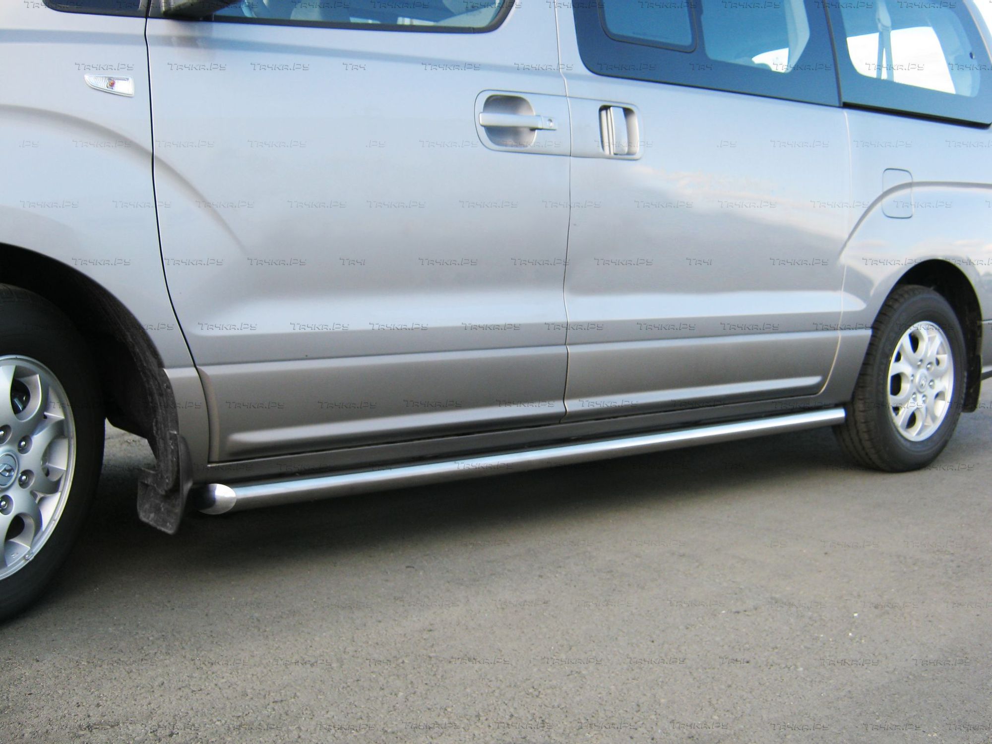 Защита порогов RusStal труба d63 (вариант 1) для Hyundai H1 Grand Starex 2007-2026. Артикул HHT-0000151