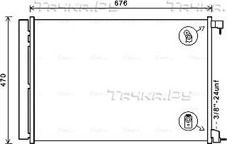 Радиатор кондиционера (конденсатор) AVA (алюминий). Артикул MS5678D