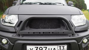 Дуга защитная АВС-Дизайн (М) для УАЗ Patriot 2015-2025 чёрная. Артикул ABC.UAZ.FB.G.31