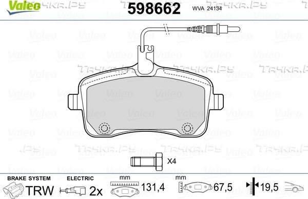 Тормозные колодки Valeo. Артикул 598662