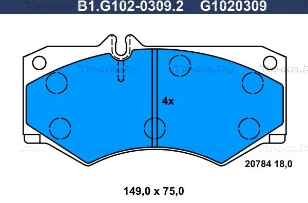 Тормозные колодки Galfer передние для Mercedes-Benz T1 1977-1996. Артикул B1.G102-0309.2